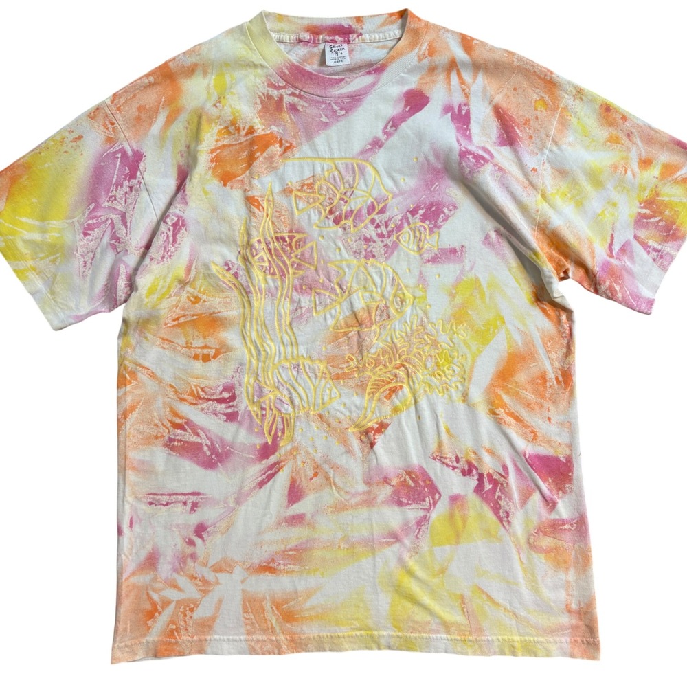 Vintage Silver Screen Ts Tie Dye Puff Print Fish T-Shirt USA Single Stitch XL